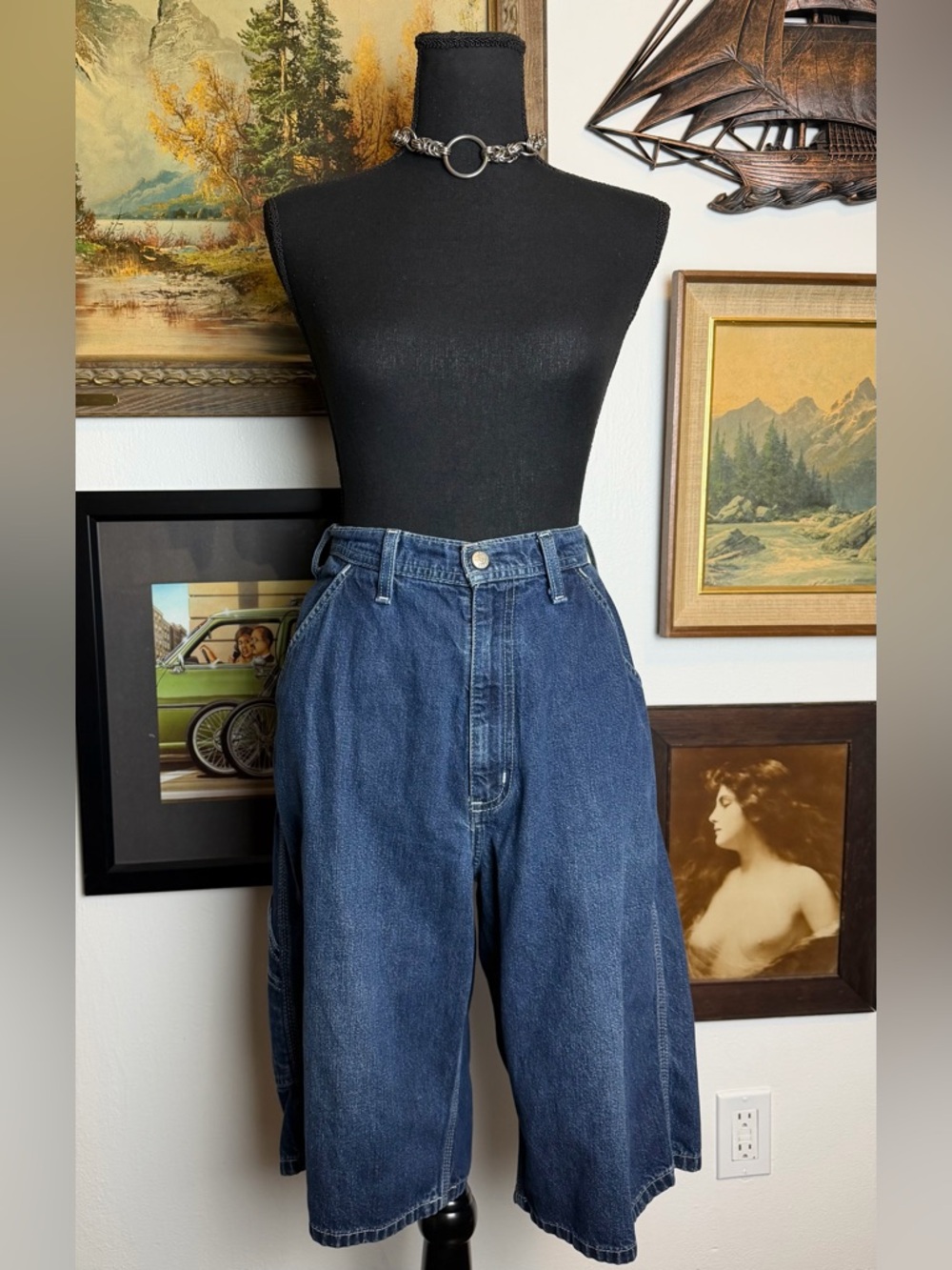 Y2K Ralph Lauren Polo Denim Carpenter Jorts  32 Waist - Picture 3 of 11